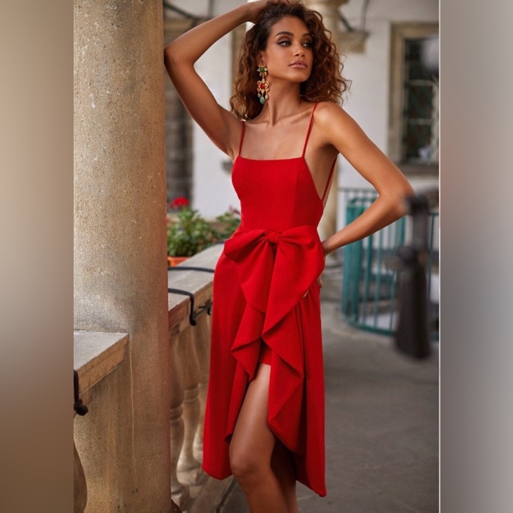 Alamour The Label Scarlet Midi Dress with Bow